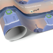 Kerst in Santorini, Griekenland met de Kerstman Cadeaupapier (Rol Hoek)