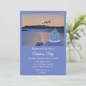 Kerst in Santorini, Griekenland met de Kerstman Kaart (Staand voorkant)