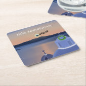 Kerst in Santorini, Griekenland met de Kerstman Kartonnen Onderzetters (Schuin)