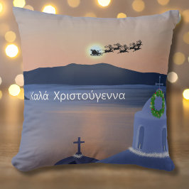 Kerst in Santorini, Griekenland met de Kerstman Kussen