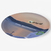 Kerst in Santorini, Griekenland met de Kerstman Papieren Bordje (Gekanteld)