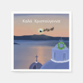 Kerst in Santorini, Griekenland met de Kerstman Servet (Voorkant)