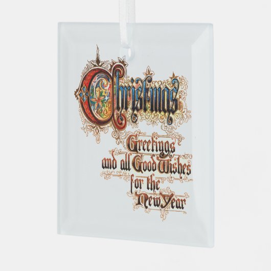 Kerst (in verlichte letters) glas ornament (Voorkant links)