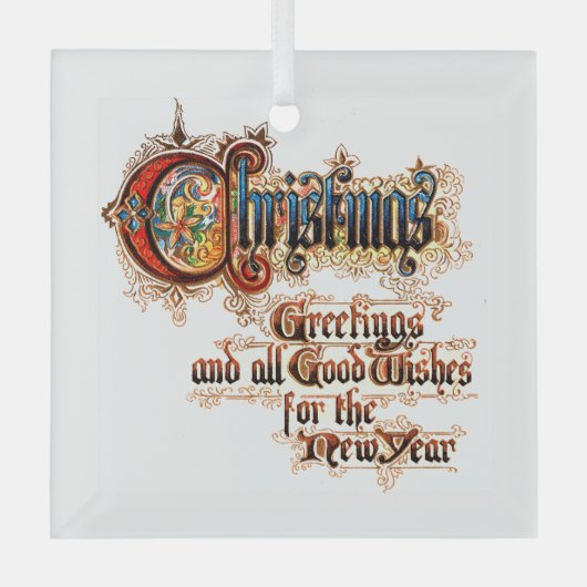 Kerst (in verlichte letters) glas ornament (Voorkant)