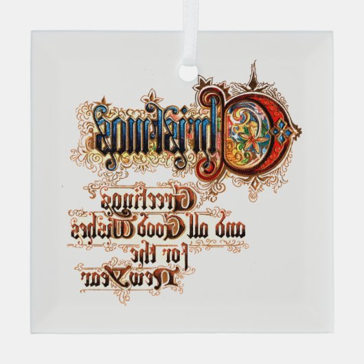 Kerst (in verlichte letters) glas ornament (Achterkant)