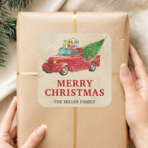 Kerst in vintage rode pick-uptruck