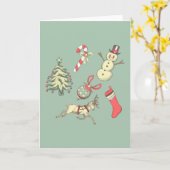 Kerst in vintage stijl kaart (Gele Bloem)