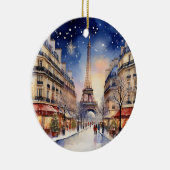 Kerst in Waterverf Eiffeltoren Keramisch Ornament (Rechts)