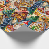 Kerst in Whimsical Village Waterverf Pattern Cadeaupapier (Hoek)