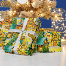 Kerst in Whimsical Village Waterverf Pattern