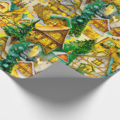 Kerst in Whimsical Village Waterverf Pattern Cadeaupapier (Hoek)