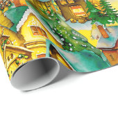 Kerst in Whimsical Village Waterverf Pattern Cadeaupapier (Rol Hoek)