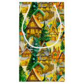 Kerst in Whimsical Village Waterverf Pattern Klein Cadeauzakje (Achterkant)