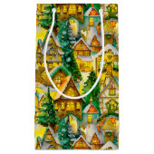 Kerst in Whimsical Village Waterverf Pattern Klein Cadeauzakje (Voorkant)