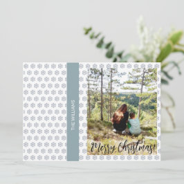 Kerst ingelijst Familiefoto Wit Blauw Feestdagenkaart