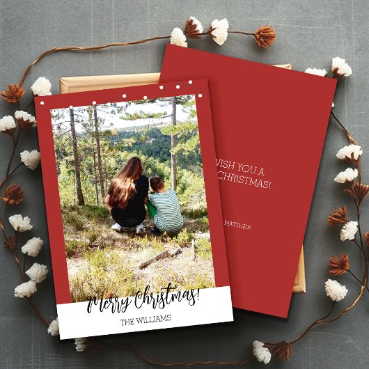 Kerst ingelijst foto Bourgondië rood Feestdagenkaart