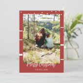 Kerst ingelijst foto Bourgondië rood Feestdagenkaart (Staand voorkant)