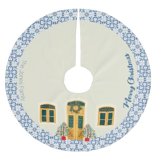 Kerst ingericht huis en Portugese tegels Kerstboom Rok (Voorkant)