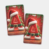 Kerst Initiaal A Voor Kerstcadeaus Badge (Voor- en achterkant)