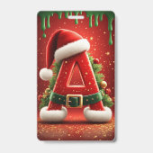Kerst Initiaal A Voor Kerstcadeaus Badge (Voorzijde)