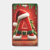 Kerst Initiaal A Voor Kerstcadeaus Badge (Achterkant)
