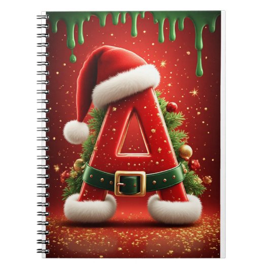 Kerst Initiaal A Voor Kerstcadeaus Notitieboek (Voorkant)