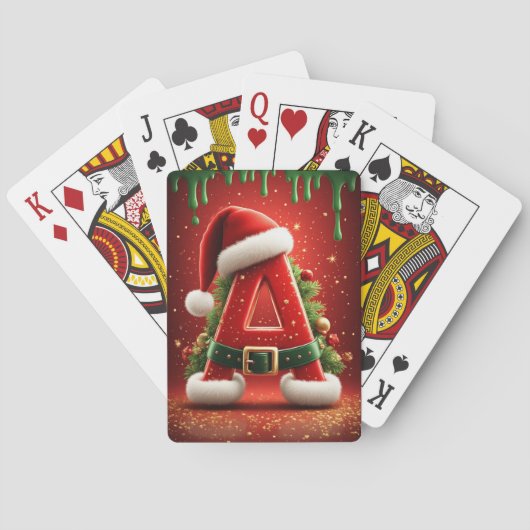 Kerst Initiaal A Voor Kerstcadeaus Pokerkaarten (Achterkant)