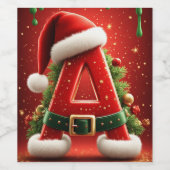 Kerst Initiaal A Voor Kerstcadeaus Wijn Etiket (Enkel label)