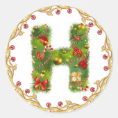 kerst initiaal H monogram sticker (Voorkant)