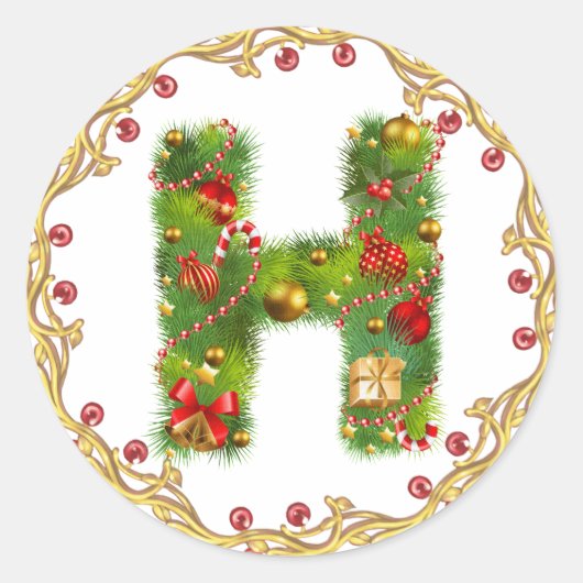 kerst initiaal H monogram sticker (Voorkant)