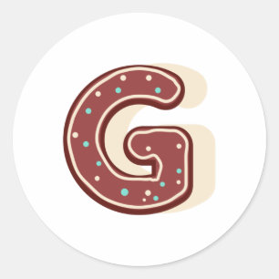 Kerst Initiaal ontbijt Monogram Letter G Ronde Sticker