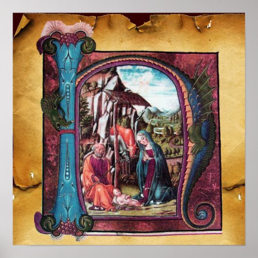 KERST-INITIAAL PERKAMENT POSTER (Voorkant)
