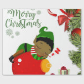 Kerst inpakpapier Afrikaanse elf (Vlak)