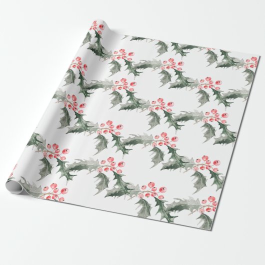 Kerst Inpakpapier Aquarel Botanisch (Uitgerold)