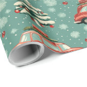 Kerst inpakpapier: auto's & bomen cadeaupapier (Rol Hoek)
