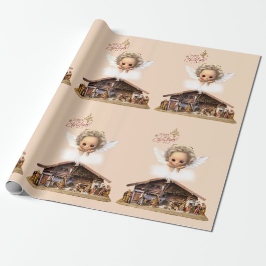 Kerst inpakpapier Baby Jesus (Uitgerold)
