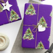 Kerst inpakpapier, dennen Paarse kerst Cadeaupapier