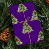 Kerst inpakpapier, dennen Paarse kerst Cadeaupapier