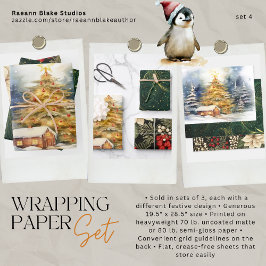 Kerst inpakpapier Flat Sheet Set 4 Vel