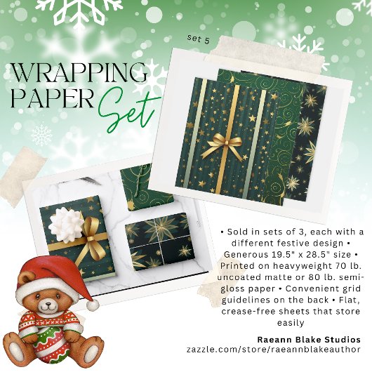 Kerst inpakpapier Flat Sheet Set 5 Vel