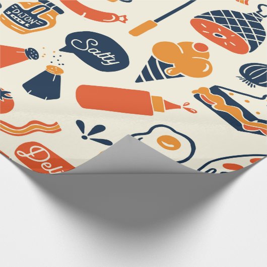 Kerst inpakpapier: Food Pattern Gift Wrap Cadeaupapier (Hoek)
