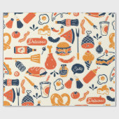 Kerst inpakpapier: Food Pattern Gift Wrap Cadeaupapier (Vlak)