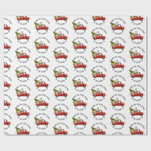 Kerst inpakpapier gepersonaliseerde rode vrachtwag (Vlak)