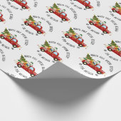 Kerst inpakpapier gepersonaliseerde rode vrachtwag (Hoek)