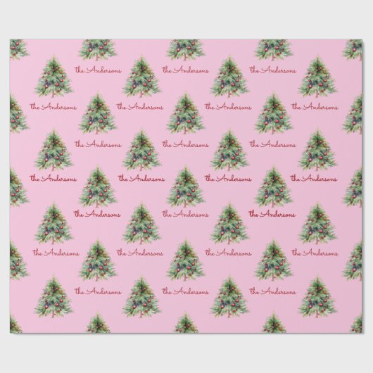 Kerst inpakpapier, gepersonaliseerde witte kerstmi cadeaupapier (Vlak)