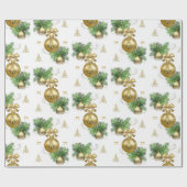 Kerst Inpakpapier Gouden Ballen (Vlak)