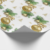 Kerst Inpakpapier Gouden Ballen (Hoek)