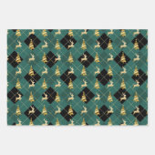 Kerst inpakpapier "Gouden rendier en boom" (Voorkant)