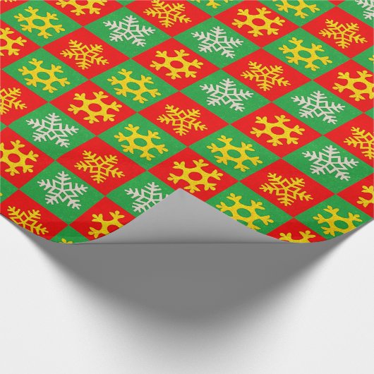 Kerst inpakpapier - Gouden Sneeuwvlokken (Hoek)