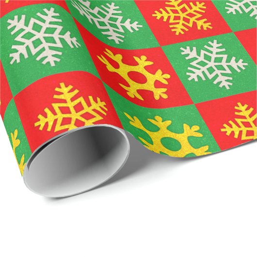 Kerst inpakpapier - Gouden Sneeuwvlokken (Rol Hoek)